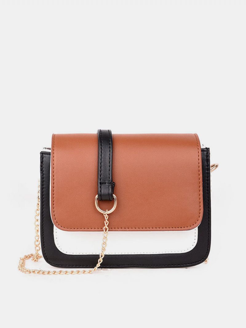 Laides Elegantné Farebné Bloky Patchwork Pu Kožené Kabelky Crossbody S Klapkou