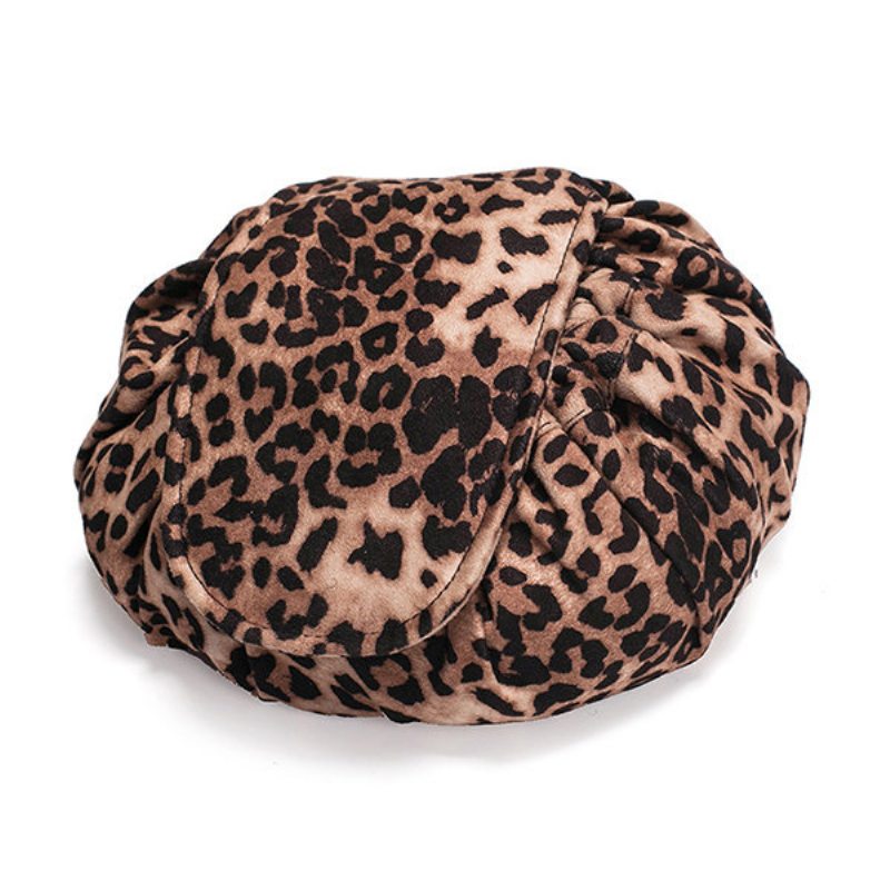 Leopard Print Lazy Makeup Bag Prenosná Cestovná Úložná Taška Veľkokapacitná So Šnúrkou