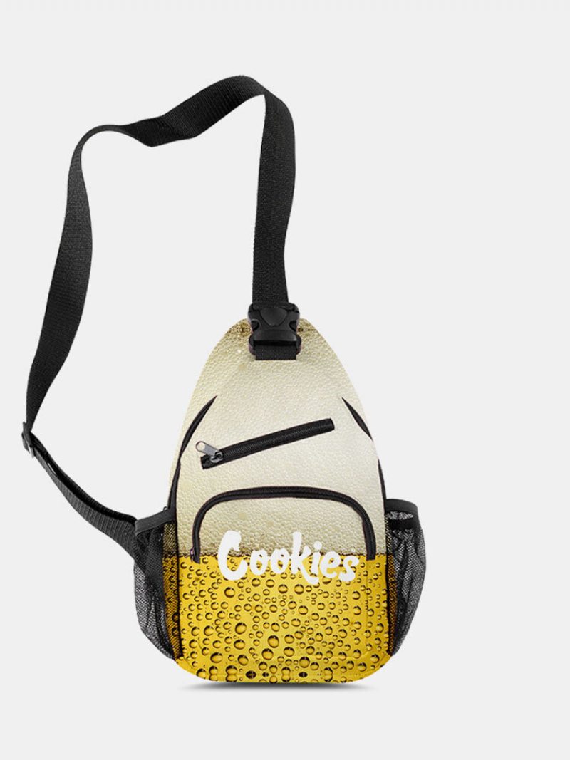 Ležérne Plátno Cool Vzor Tlačený Na Hrudi Crossbody Kabelka Na Zips Vrecko