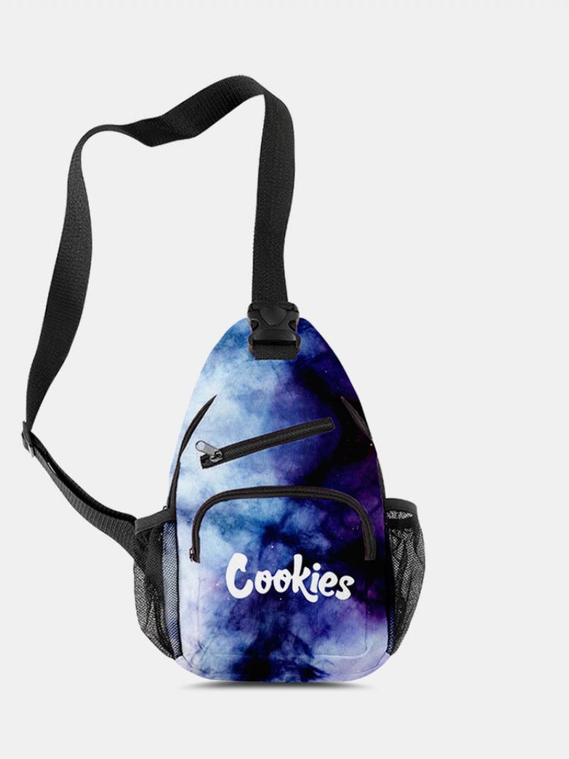 Ležérne Plátno Cool Vzor Tlačený Na Hrudi Crossbody Kabelka Na Zips Vrecko