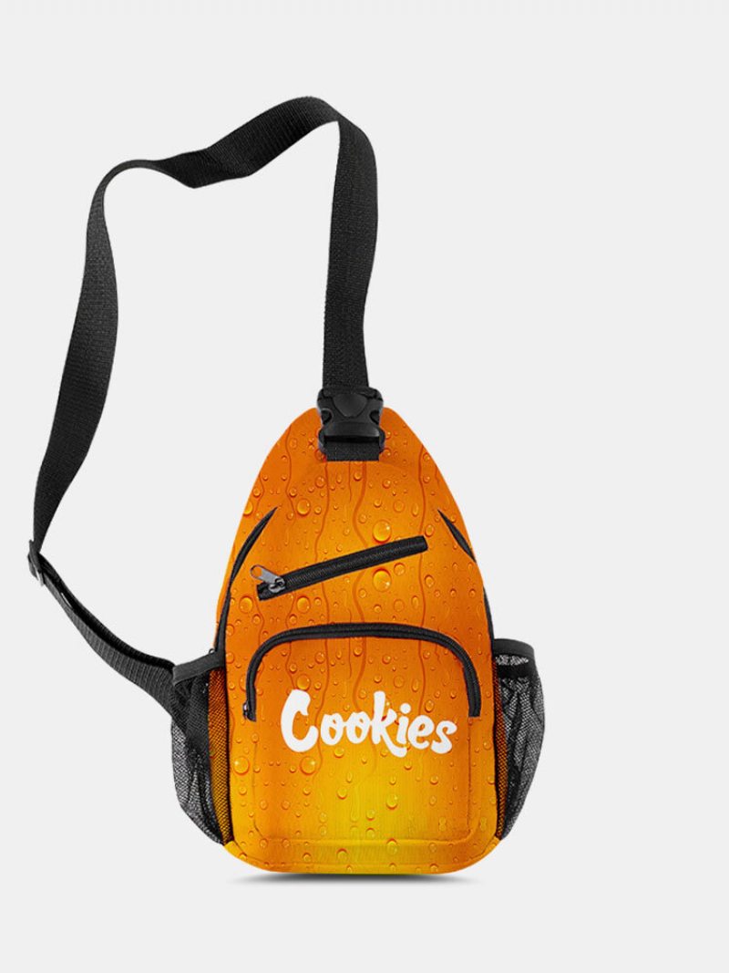 Ležérne Plátno Cool Vzor Tlačený Na Hrudi Crossbody Kabelka Na Zips Vrecko