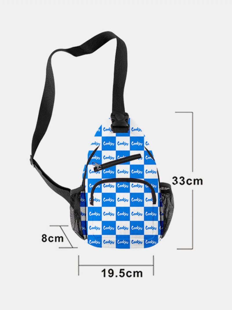 Ležérne Plátno Cool Vzor Tlačený Na Hrudi Crossbody Kabelka Na Zips Vrecko