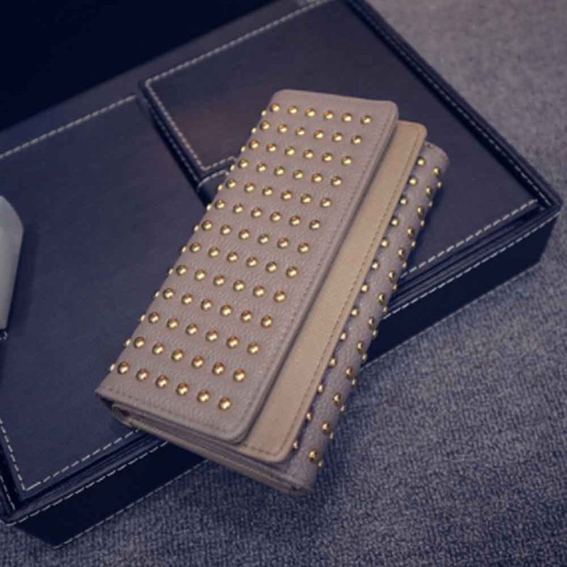 Long Double Cover Clutch New Fashion Women Peňaženkaeurópska A Americká Kabelka Pop Pun Style Rivet