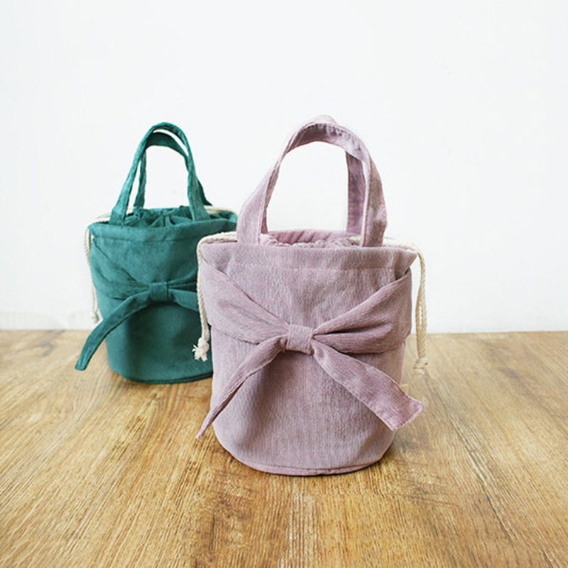 Manšestrové Tašky Bowknot Bucket Bags Obedové Pre Ženy