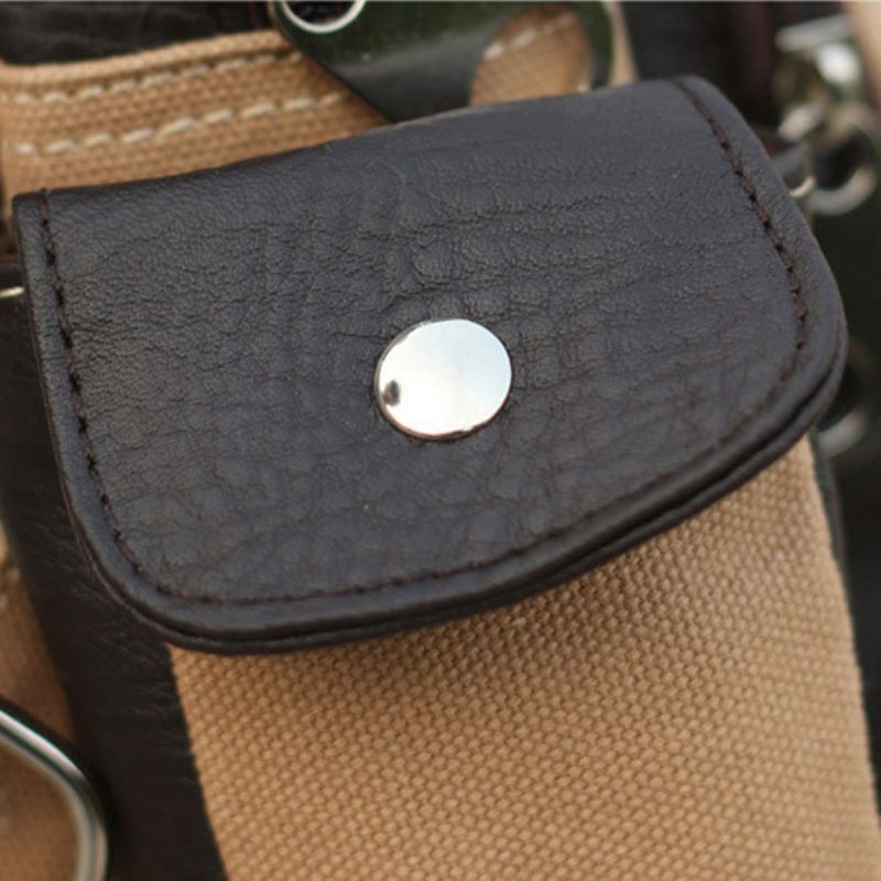 Men Canvas Casual Pu Kožená Taška Na Hrudi Cez Rameno Crossbody Kabelky