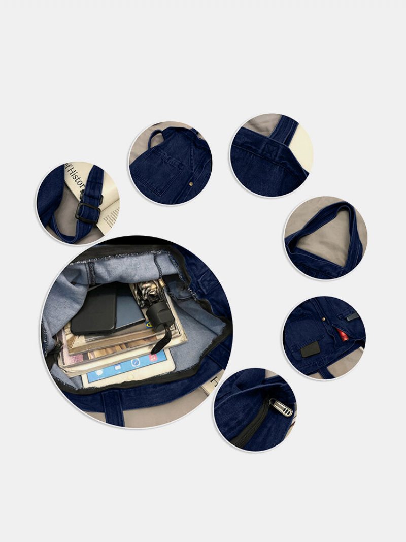 Menico Dámska Oxford Cloth Lazy Style Messenger Bag Veľkokapacitná Nákupná Taška Literárna Kabelka Cez Rameno