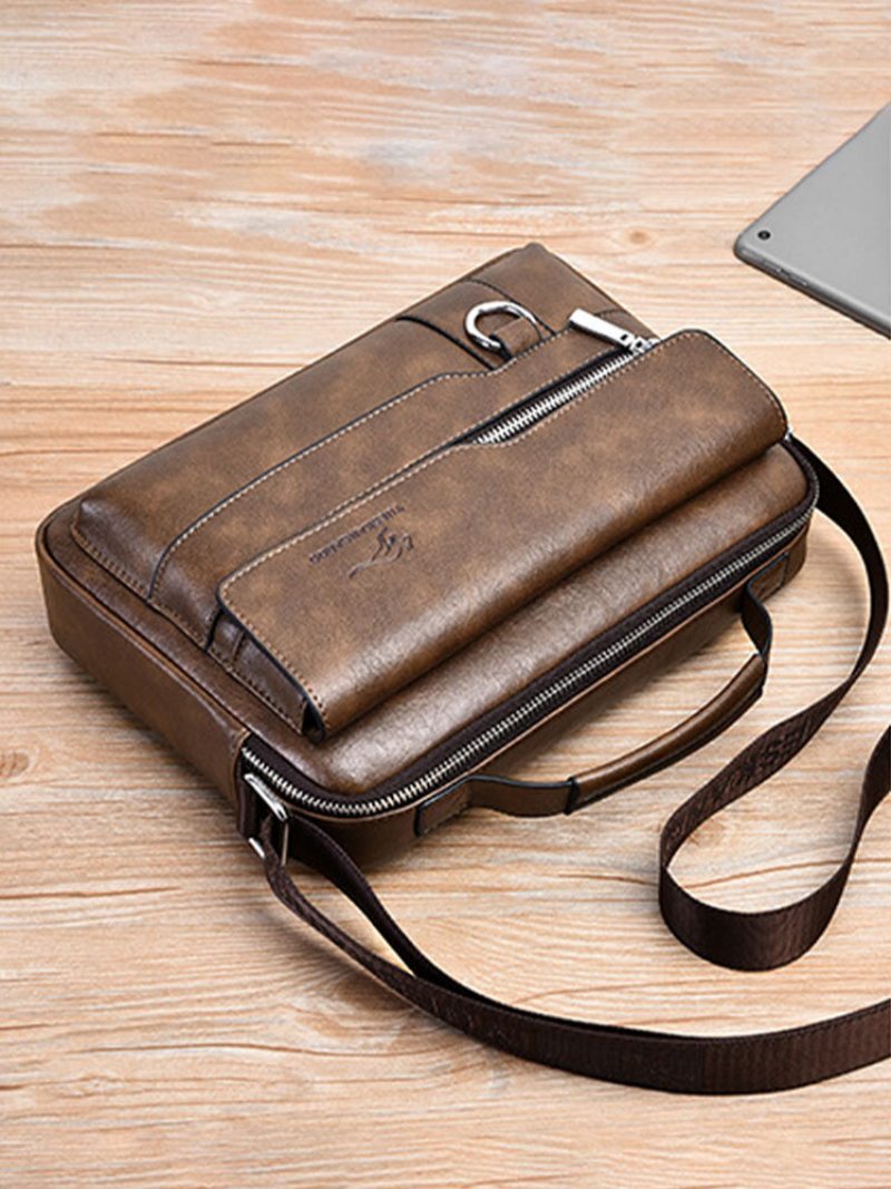 Menico Pánska Kabelka Z Umelej Kože Business Casual Soft Crossbody Bag