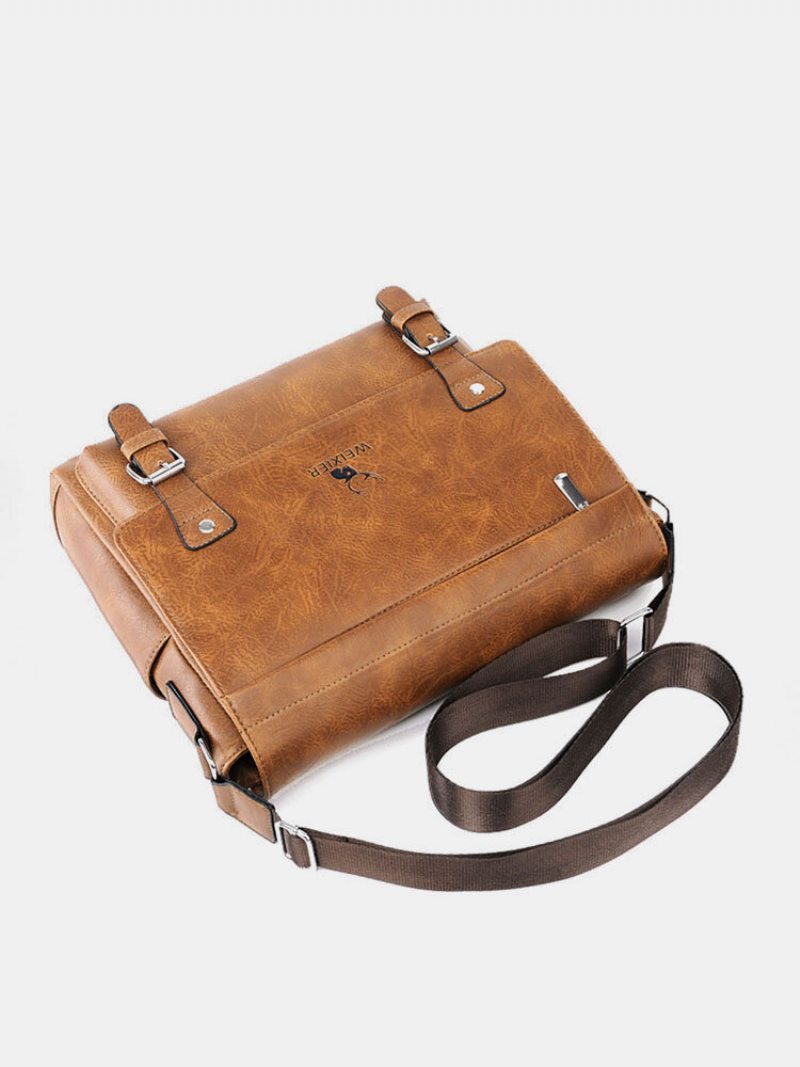 Menico Pánska Umelá Koža Vintage Ležérna Crossbody Kabelka Na Jedno Rameno