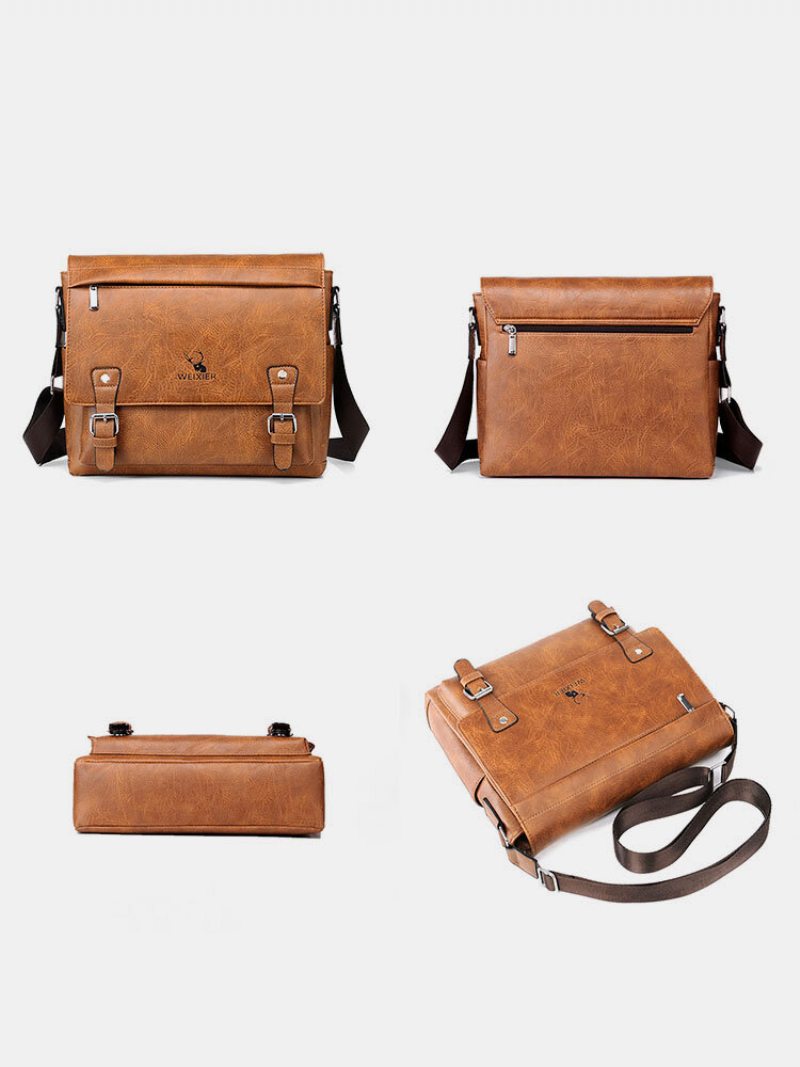 Menico Pánska Umelá Koža Vintage Ležérna Crossbody Kabelka Na Jedno Rameno