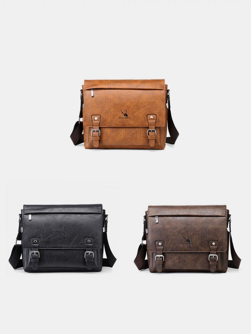 Menico Pánska Umelá Koža Vintage Ležérna Crossbody Kabelka Na Jedno Rameno