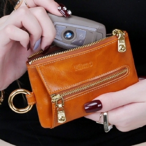 Originálny Kožený Zips Multifunkčná Peňaženka Na Kľúče Do Auta Pre Ženy