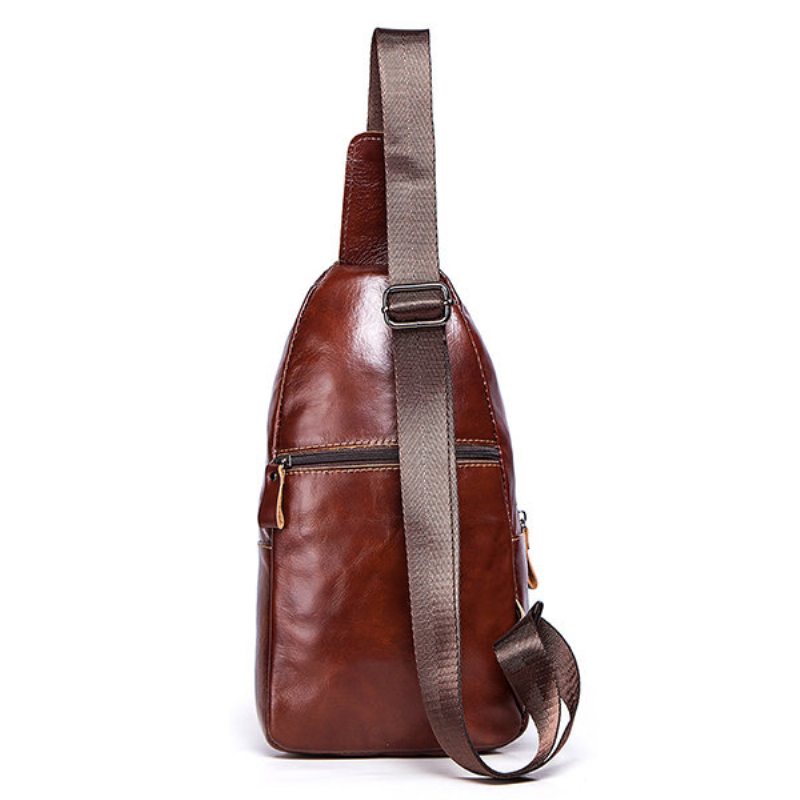 Pánska Pevná Vintage Taška Na Hruď Z Hovädzej Kože Crossbody