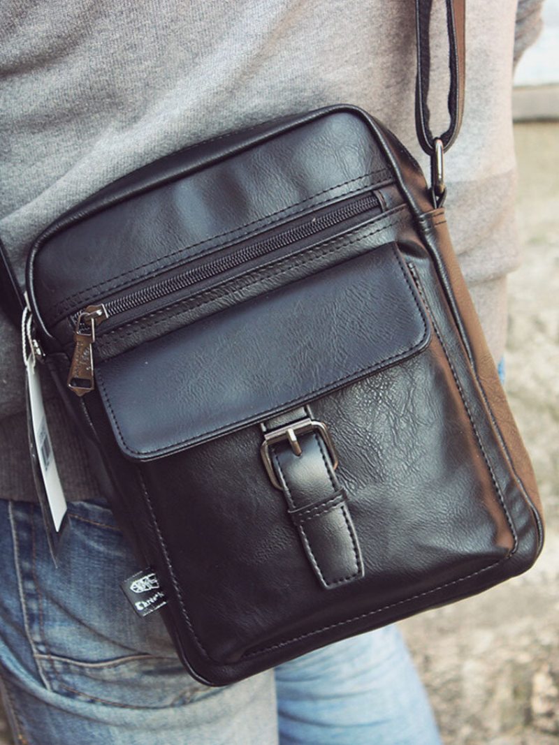 Pánska Vintage Multifunkčná Nepremokavá Crossbody Taška Cez Rameno Z Umelej Kože