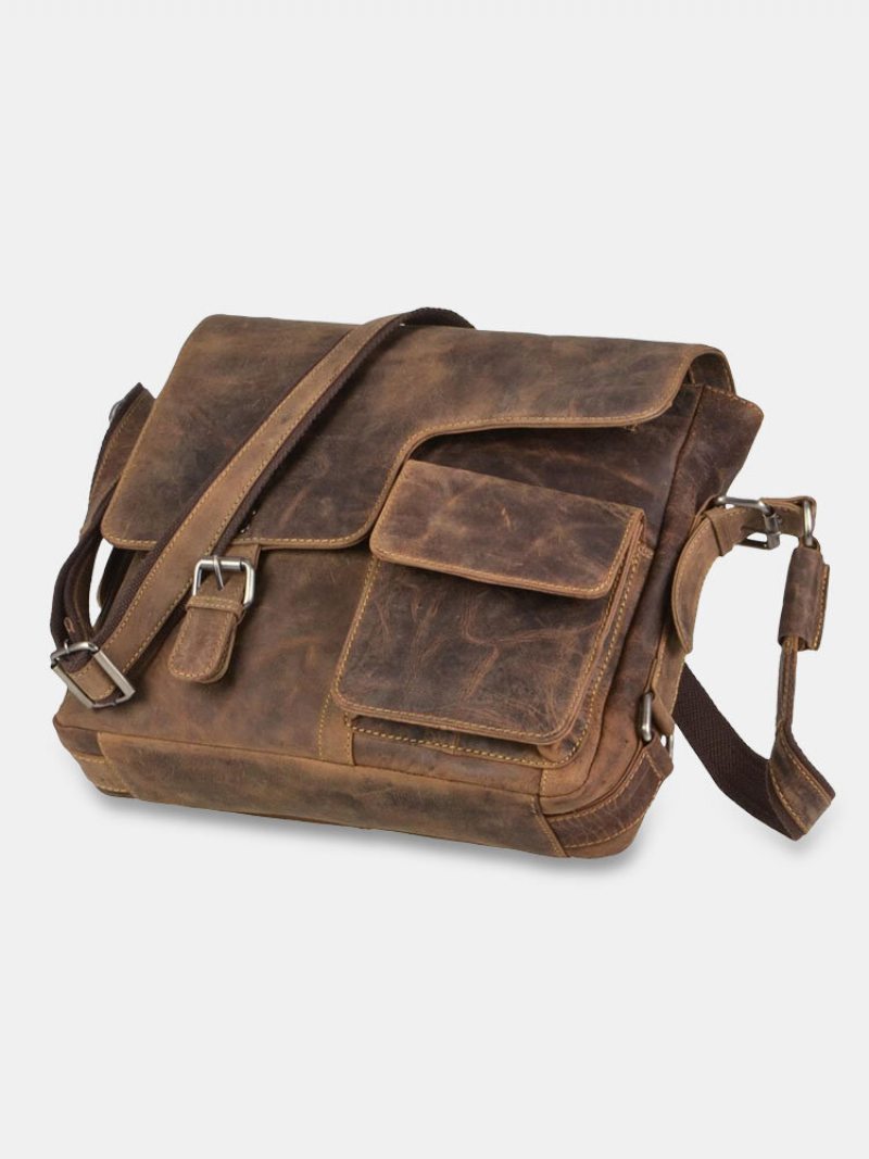 Pánska Vintage Multifunkčná Taška Z Umelej Kože Proti Krádeži Crossbody Cez Rameno S Viacerými Vreckami