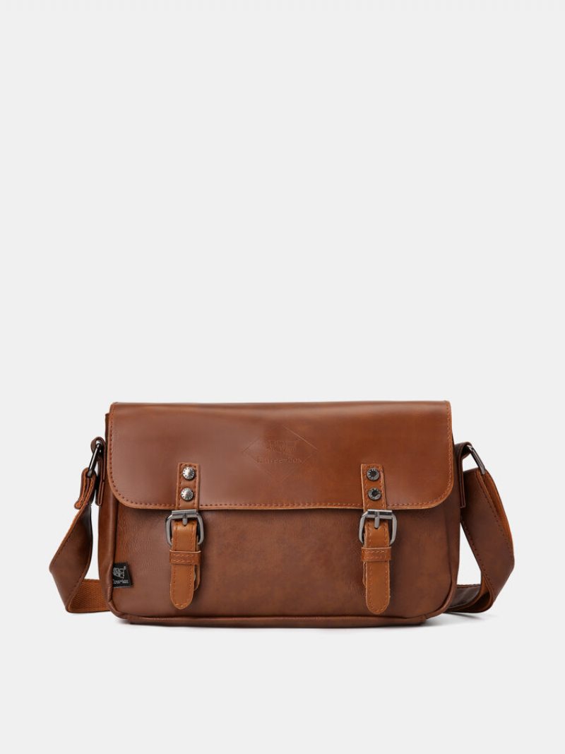 Pánska Vintage Nepremokavá Crossbody Taška Cez Rameno Z Umelej Kože