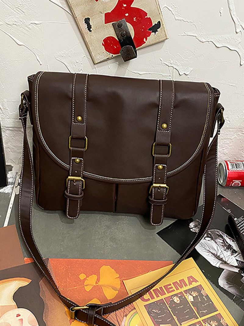 Pánska Vintage Nepremokavá Veľkokapacitná Crossbody Taška Z Umelej Kože Stručná Cez Rameno