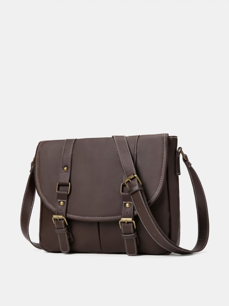 Pánska Vintage Nepremokavá Veľkokapacitná Crossbody Taška Z Umelej Kože Stručná Cez Rameno