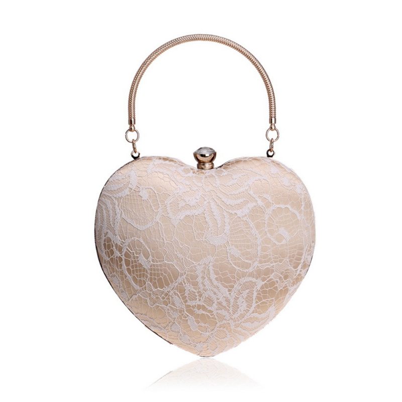 Peach Kabelka V Tvare Srdca Fashion Banquet Ladies Clutch Imitation Silk 2023