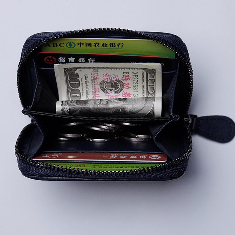 Príležitostná Kožená Peňaženka Na Mince Z Mikrovlákna Ručne Tkané Multifunkčné Puzdro Na Zmenu S Kovovým Zipsom A Závesným Opaskom