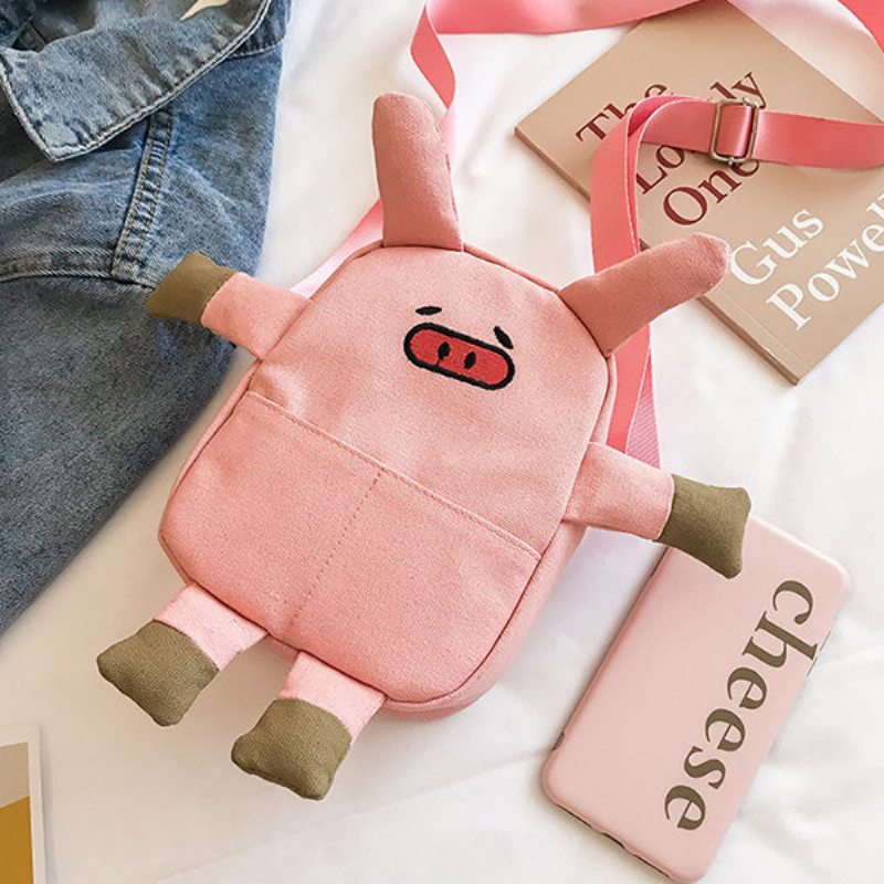 Roztomilé Prasiatko Cartoon Shape Plátenná Taška Crossbody Pre Ženy Dievčatá