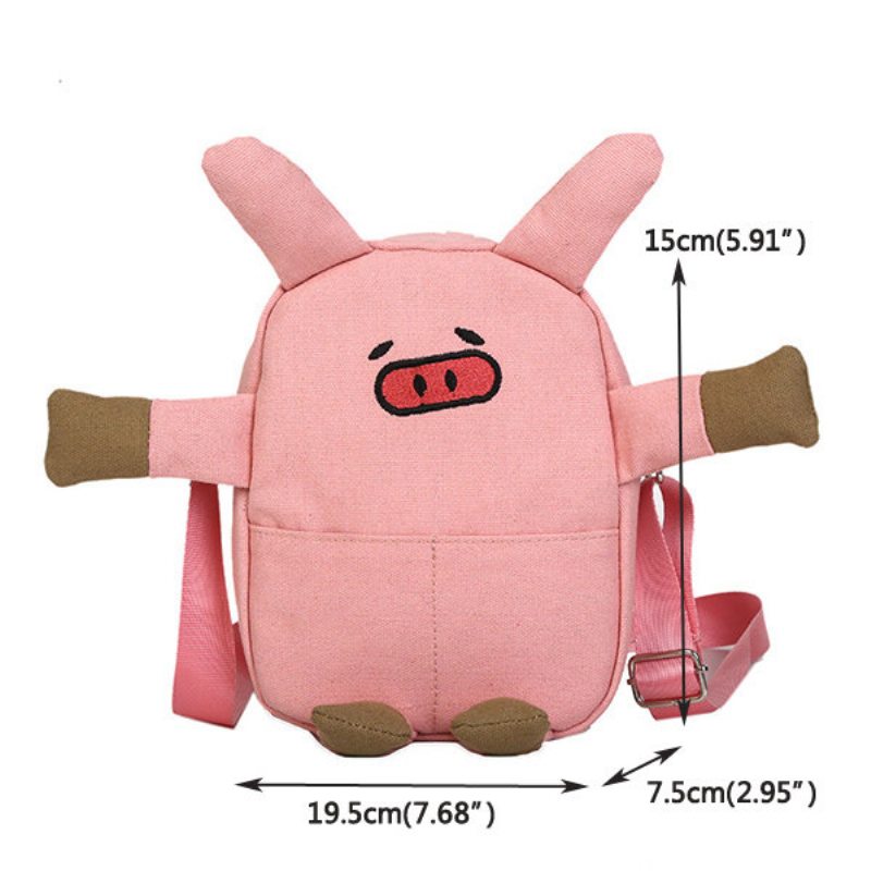 Roztomilé Prasiatko Cartoon Shape Plátenná Taška Crossbody Pre Ženy Dievčatá