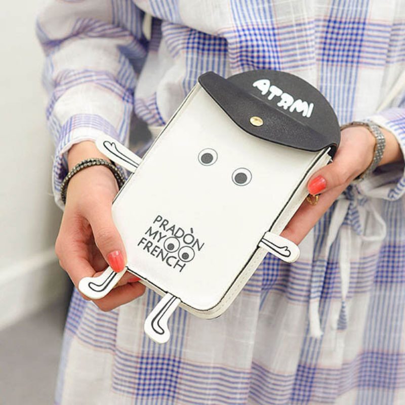 Roztomilé Puzdro Na Mobilný Telefón Robot Cartoon Ženy Dievčatá Messenger Taška Tašky Cez Rameno Malá Peňaženka