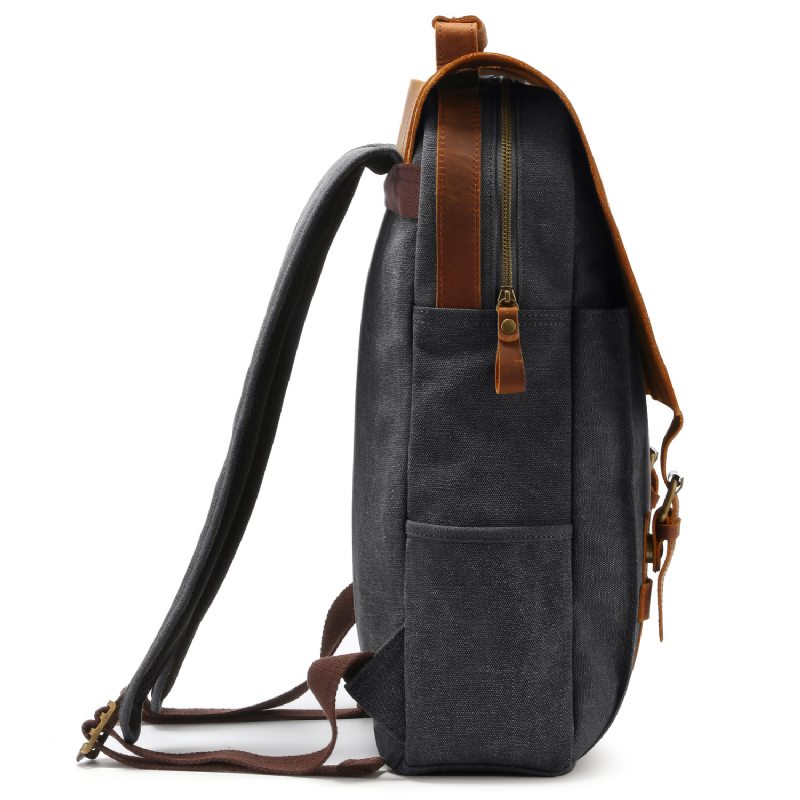 Ruksak Retro Plátenný Batoh Crazy Horse Leather Backpack Počítačový Na Voľný Čas