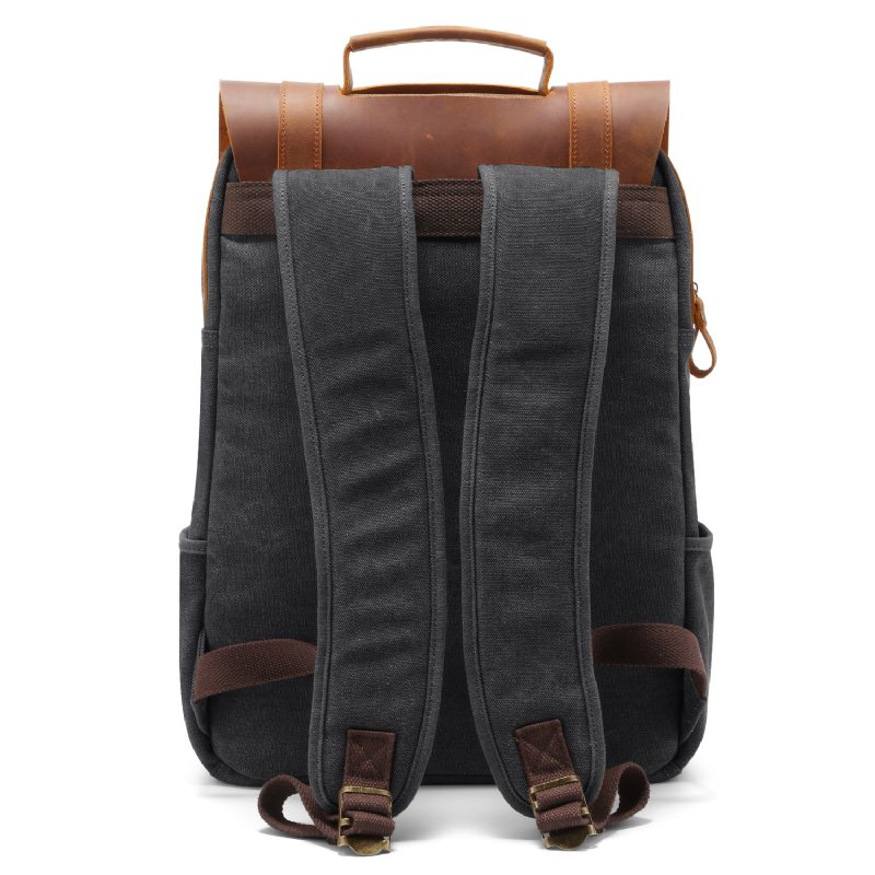 Ruksak Retro Plátenný Batoh Crazy Horse Leather Backpack Počítačový Na Voľný Čas