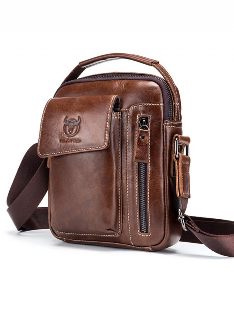 Taška Bullcaptain Z Pravej Kože Business Messenger Bag Vintage Crossbody Kabelka Pre Mužov