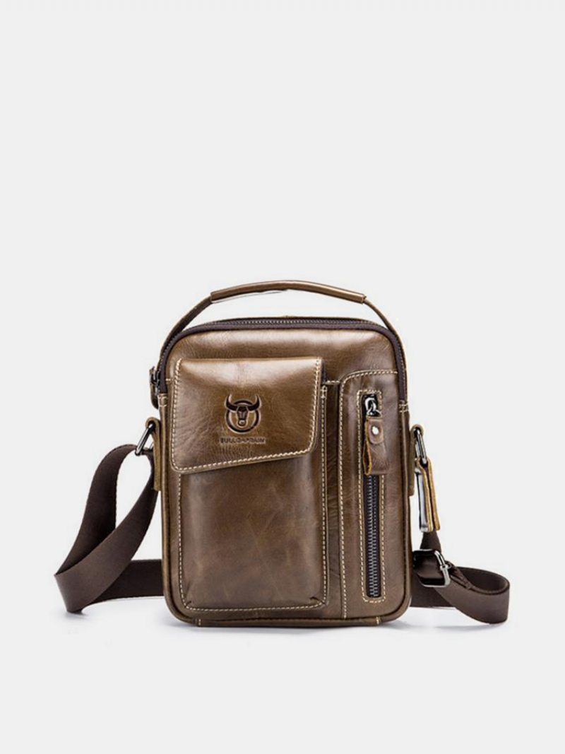 Taška Bullcaptain Z Pravej Kože Business Messenger Bag Vintage Crossbody Kabelka Pre Mužov