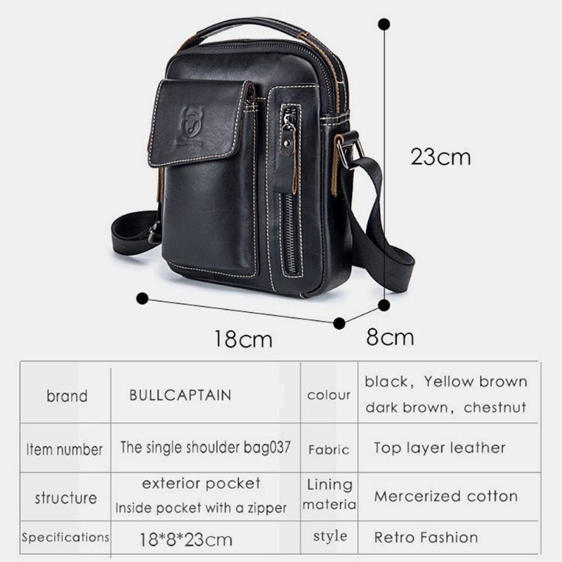 Taška Bullcaptain Z Pravej Kože Business Messenger Bag Vintage Crossbody Kabelka Pre Mužov