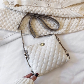 Taška Female New Pu Lingge Chain Bag Fashion Messenger Bag Jednoduchá Cez Rameno Wild
