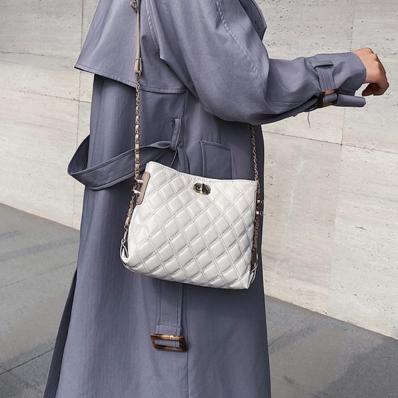 Taška Female New Pu Lingge Chain Bag Fashion Messenger Bag Jednoduchá Cez Rameno Wild