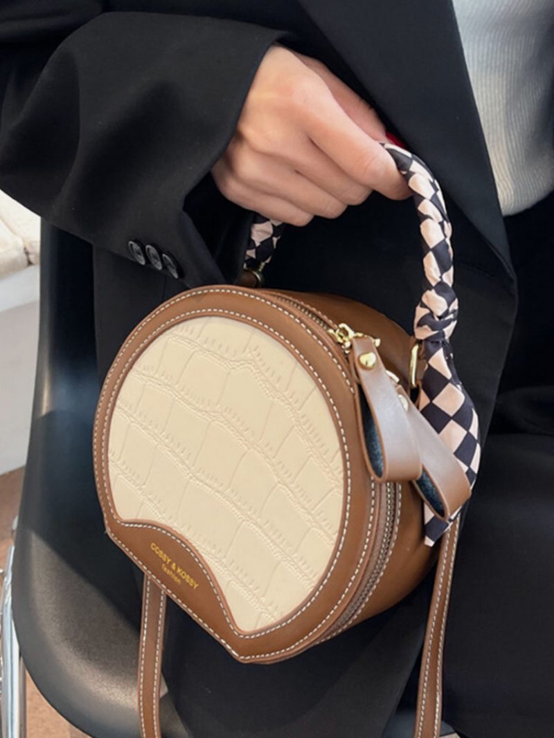 Trendy Klein Kabelka So Vzorom Modrého Kameňa Umelá Koža Nit Okrúhle Hodvábne Šatky Dekorácia Crossbody