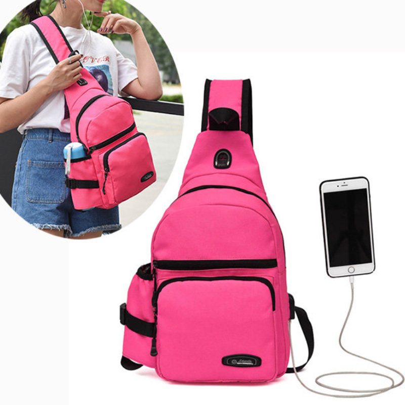 Usb-anschluss Nylon Light Náprsná Taška Veľkokapacitná Cez Rameno Crossbody Tašky Pre Ženy