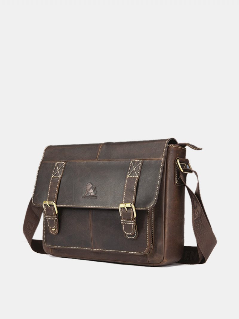 Vintage Business Crossbody Kabelka Z Pravej Kože Pre Mužov