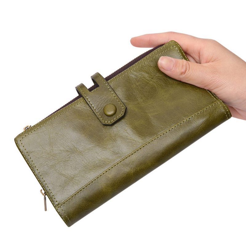 Vintage Módna Peňaženka S Dvojitým Zipsom Pre Dámy Kvalitná Prvá Vrstva Z Hovädzej Kože