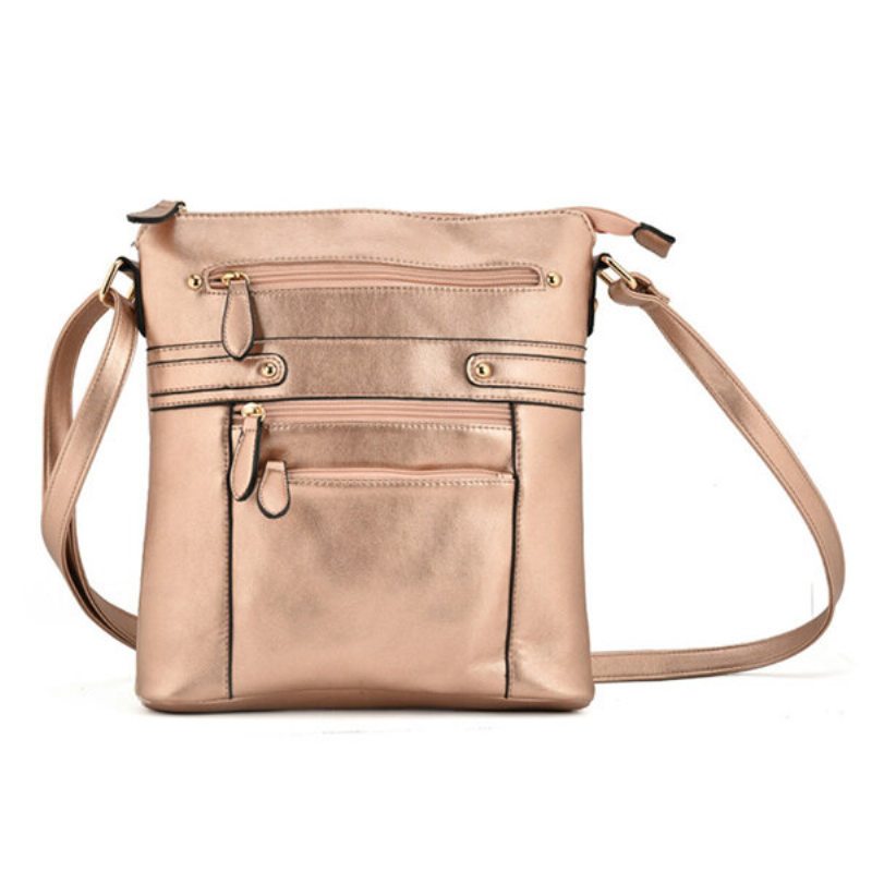 Women Pure Color Multi-vrecková Taška Messenger Cez Rameno Crossbody