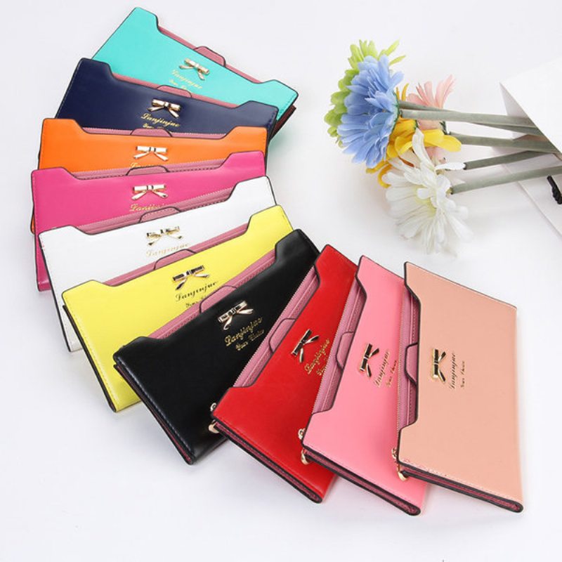 Ženy Bow-knot Pu Multi-kartové Držiaky Peňaženka Card Bag Elegantné Spojky