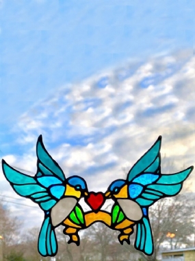 1 Ks Akrylové Farebné Vtáčie Zobáky Slnečné Ozdoby Zafarbené V Tvare Srdca S Príveskom Na Okenný Panel Bytová Dekorácia Závesný Darček Na Valentína