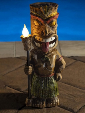 1 Pc Kreatívna Vintage Tribal Totem Figurína Socha Zo Živice S Led Blikajúcou Baterkou Vonkajšie Vnútorné Nádvorie Záhradná Lampa Dekor