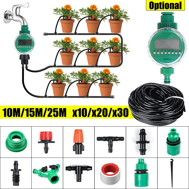 10/15/25 M 33/49/82 Ft Automatický Mikrovodný Kvapkový Zavlažovací Systém Súpravy Samozavlažovacích Záhradných Hadíc Pre Domácu Záhradu Automatická Súprava Na Zavlažovanie Rastlín Kvetina