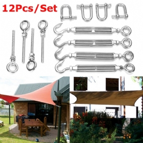 12ks/sada Shade Sail Kit 6mm Nerezová Námorná 4-bodová Štvorcová Obdĺžniková Tkanina