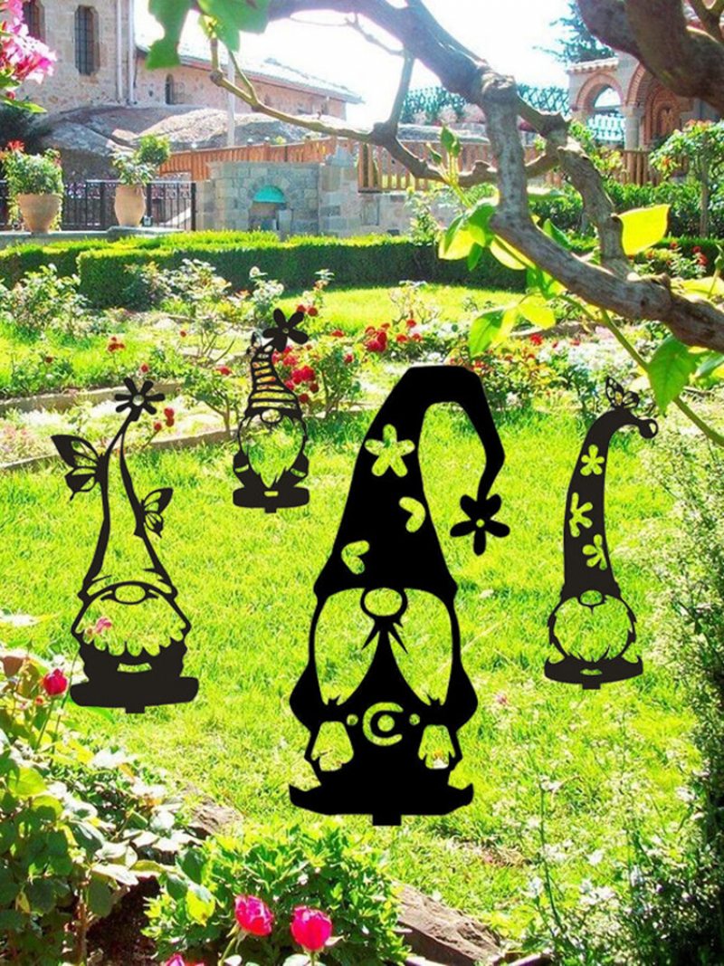 1ks Kovová Záhradná Vložka Zo Stromu Tráva Dekor Gnome Dwarf Hallow Out Art Ornament