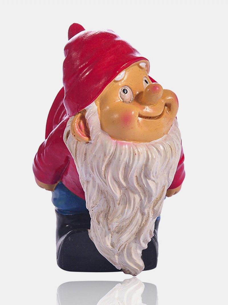 1ks Živica Gnome Trpaslík Flirtuje Sochy S Bielou Bradou Zohnuté Aby Odhalili Zadok Vták Dekorácie Trávnika Vnútorná Vonkajšia Vianočná Záhrada Ozdoba