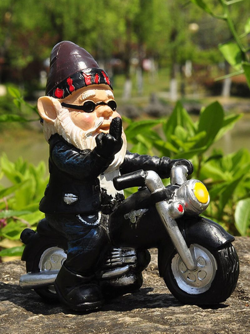 1ks Živica Naughty Gnome Trpasličí Záhradná Dekorácia Motocykel Socha Biely Starec Záhradné Doplnky Dekor Na Stôl
