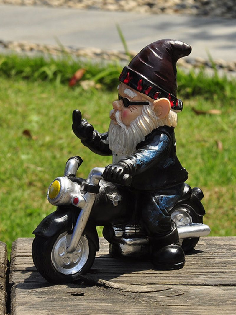 1ks Živica Naughty Gnome Trpasličí Záhradná Dekorácia Motocykel Socha Biely Starec Záhradné Doplnky Dekor Na Stôl