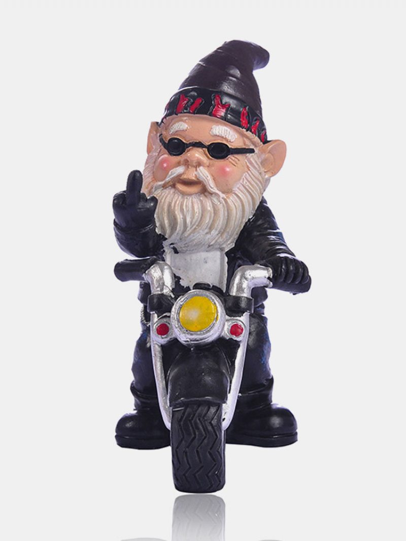 1ks Živica Naughty Gnome Trpasličí Záhradná Dekorácia Motocykel Socha Biely Starec Záhradné Doplnky Dekor Na Stôl