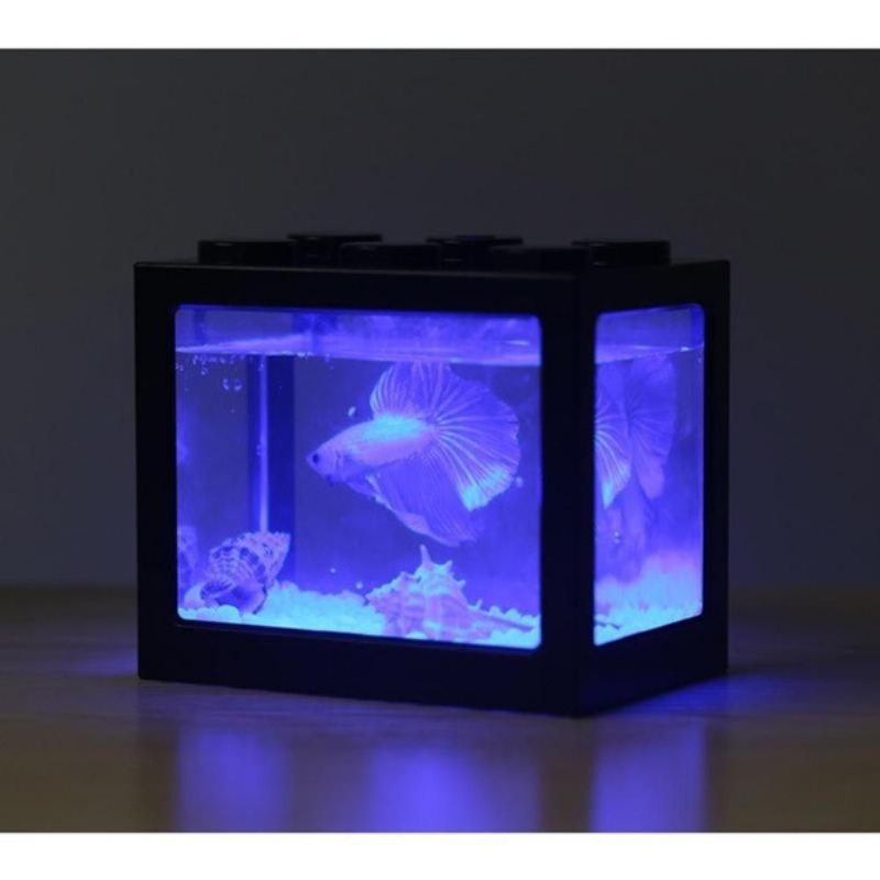1pc Mini Roztomilé Akvárium Pre Domáce Zvieratá Ryby Office Desktop Dekorácia Domova Pre Korytnačky Malé Vodné Živočíchy Veľké Viacfarebné So Svetlom