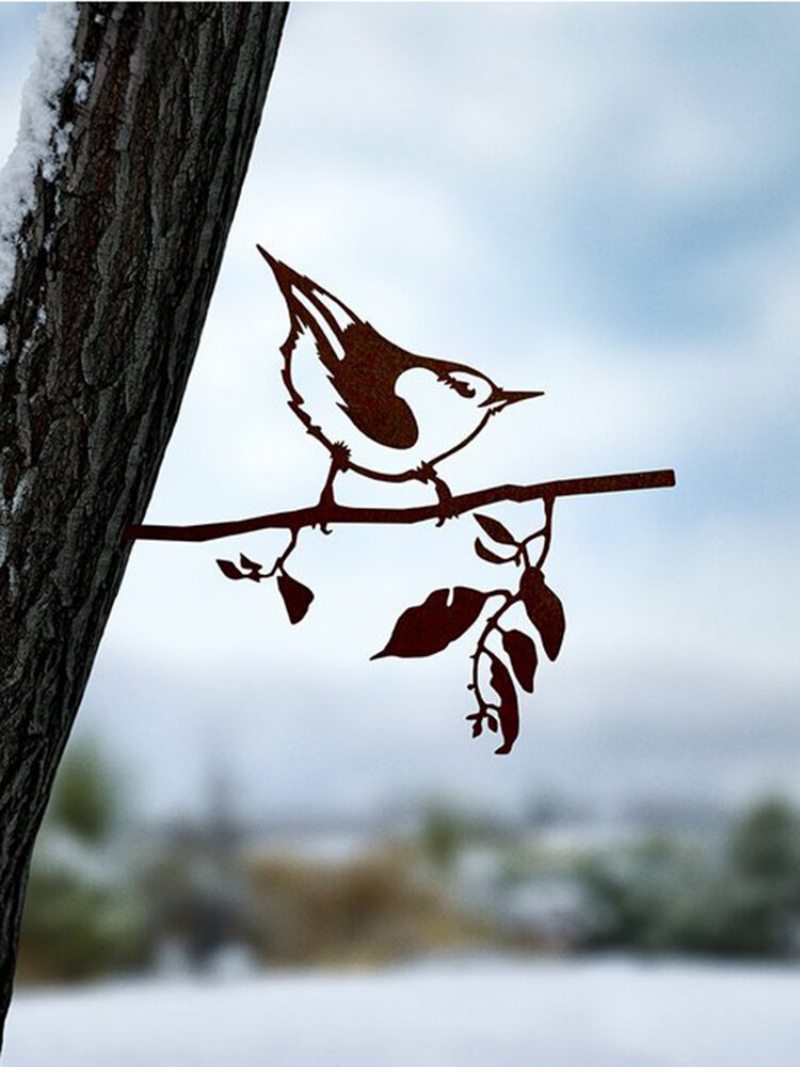 23-typov Kovových Záhradných Stromčekových Vložiek Dekor Kolibrík Sova Simulácia Zvieracieho Umeleckého Ornamentu